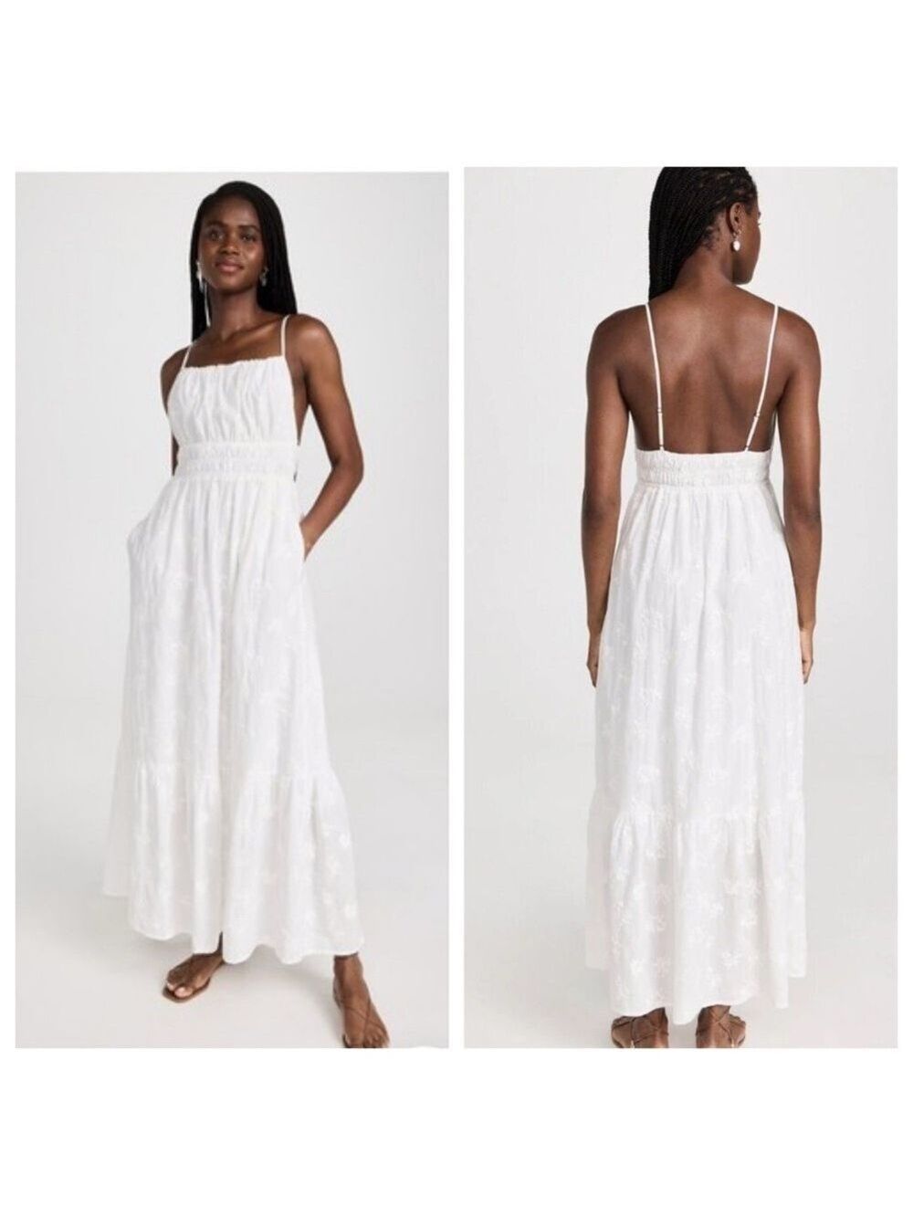 Trovata Birds of Paradise Mirabella White Maxi Dress in Floral Eyelet Size Small
